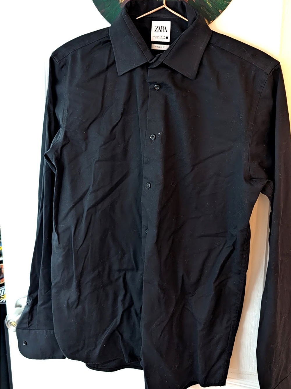 ZARA Black Regular Fit Button-Down Shirt